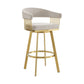 Chelsea 30" Swivel Bar Stool with Gold Brushed Stainless Steel and Taupe Fabric By Armen Living | Bar Stools | Modishstore - 2