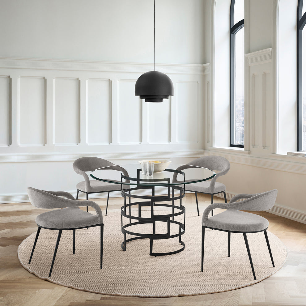 Diaz Contemporary 48" Round Dining Table with Brushed Stainless Steel Base and Glass Tabletop By Armen Living | Dining Tables | Modishstore - 11