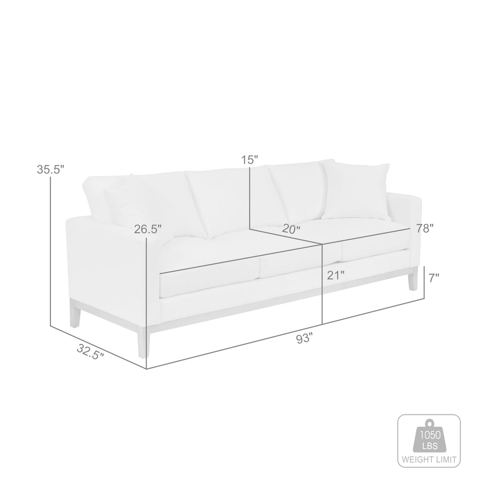 Donna 93" Upholstered Sofa in Sugar By Armen Living | Sofas | Modishstore - 8