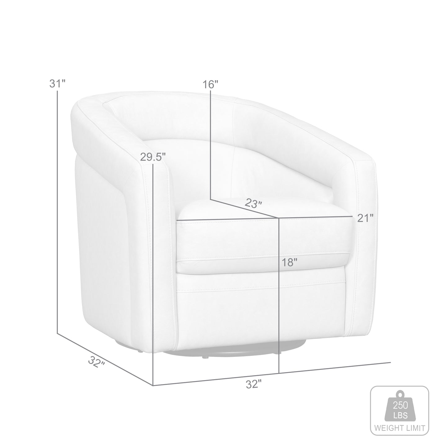 Desi Sky Blue Leather Swivel Accent Chair By Armen Living | Accent Chairs | Modishstore - 8