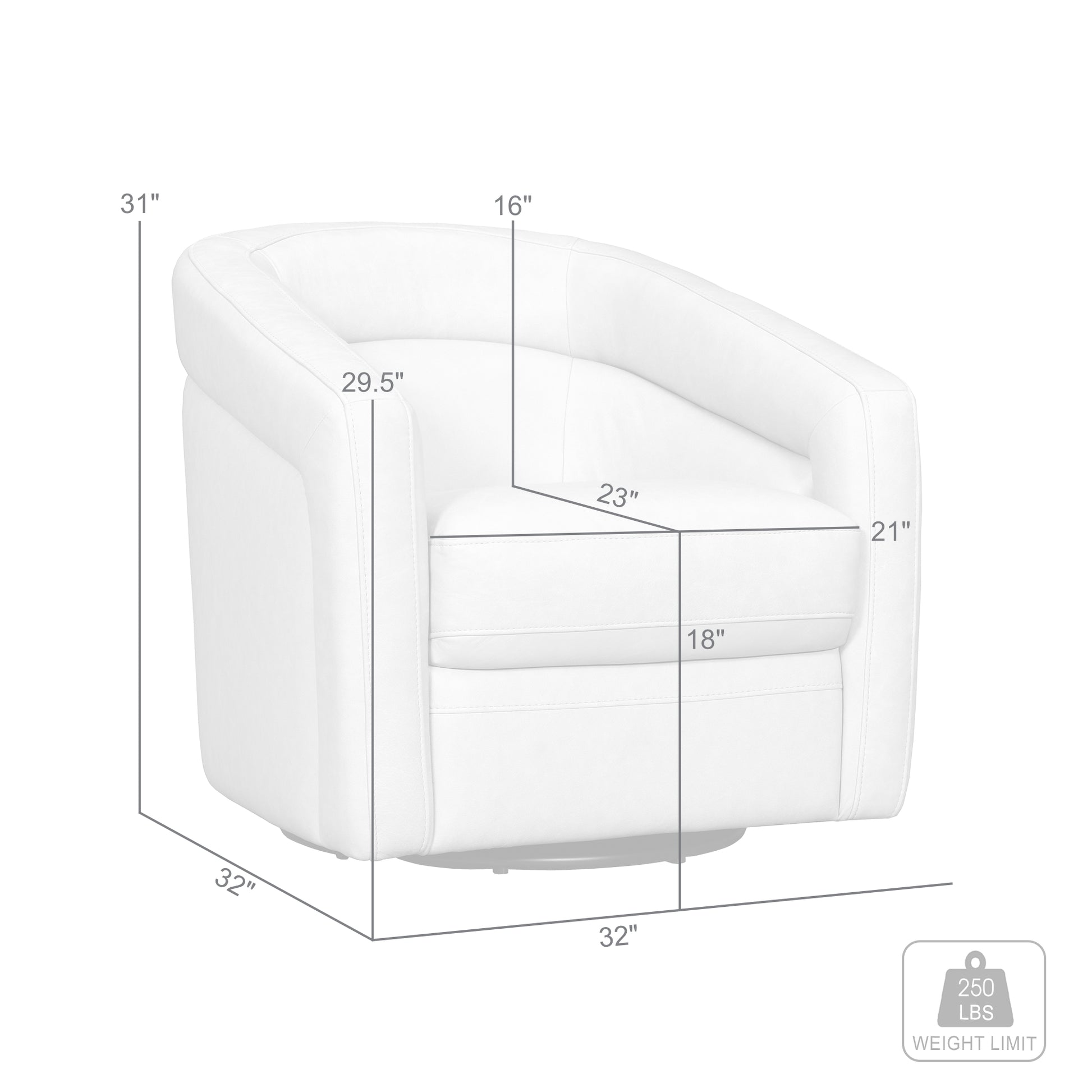 Desi Sky Blue Leather Swivel Accent Chair By Armen Living | Accent Chairs | Modishstore - 17