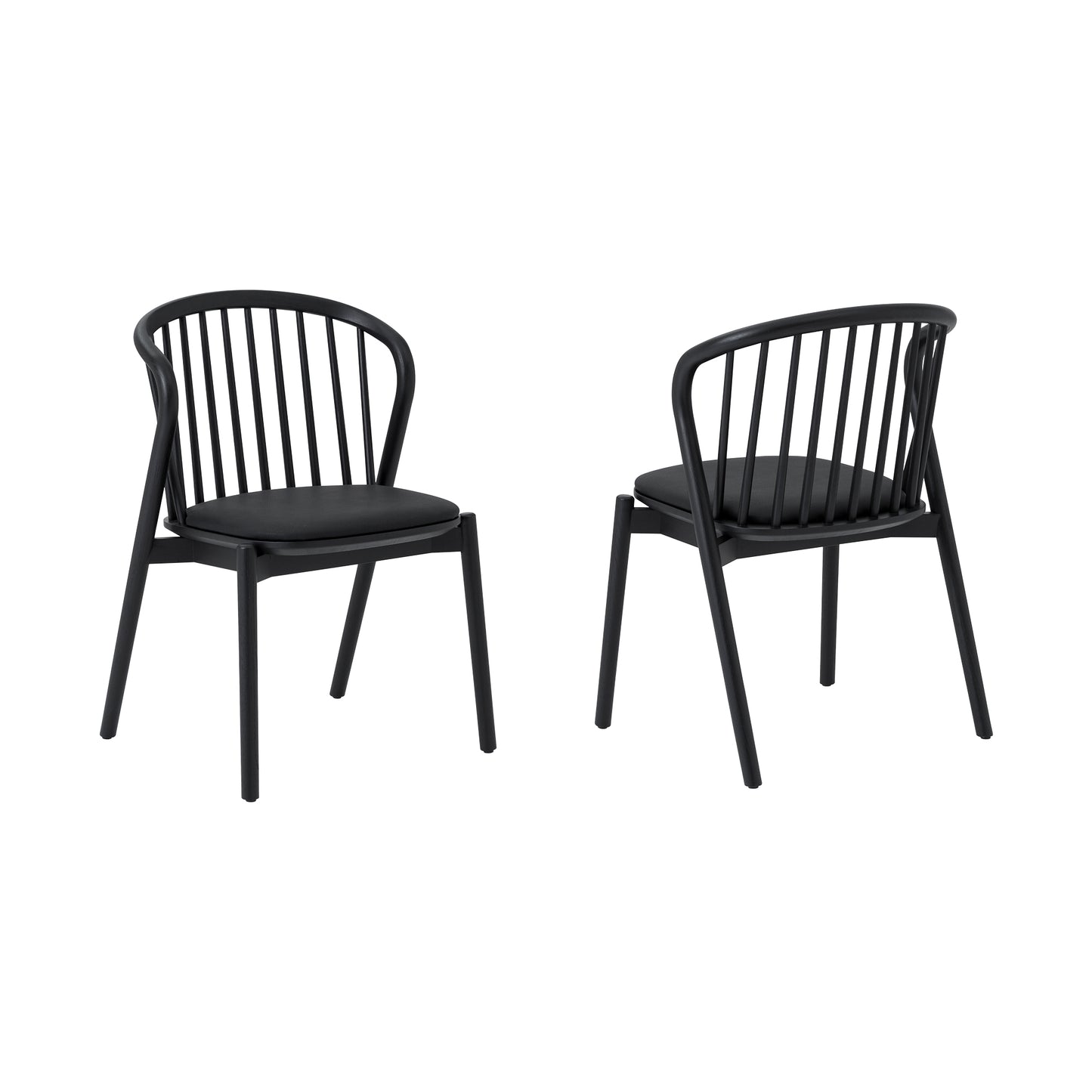 Echo Black Oak Wood and Faux Leather Dining Chairs - Set of 2 By Armen Living | Dining Chairs | Modishstore - 3