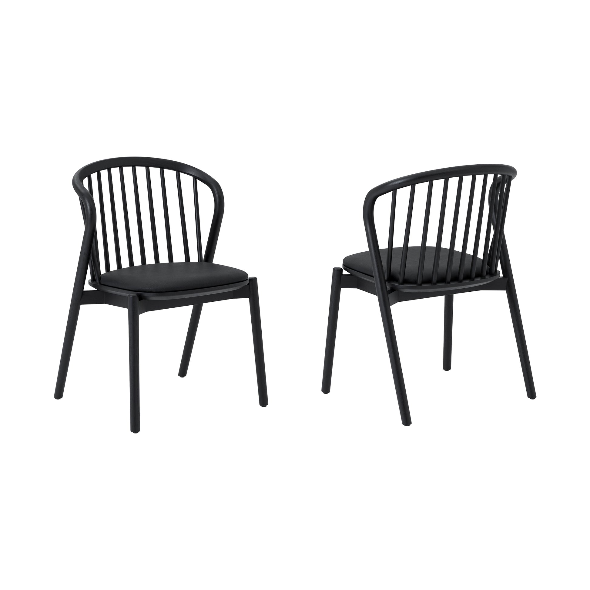 Echo Black Oak Wood and Faux Leather Dining Chairs - Set of 2 By Armen Living | Dining Chairs | Modishstore - 3