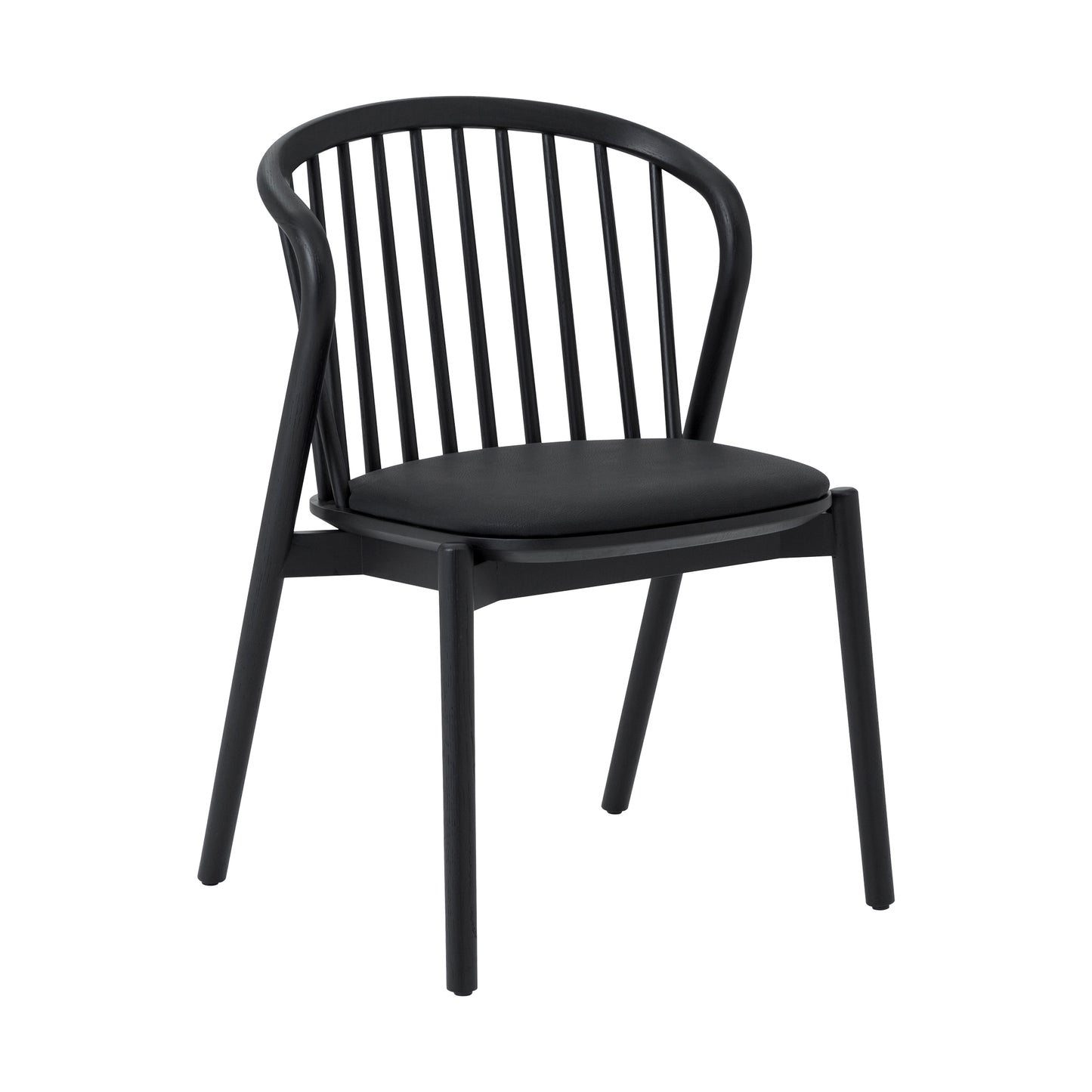 Echo Black Oak Wood and Faux Leather Dining Chairs - Set of 2 By Armen Living | Dining Chairs | Modishstore - 4