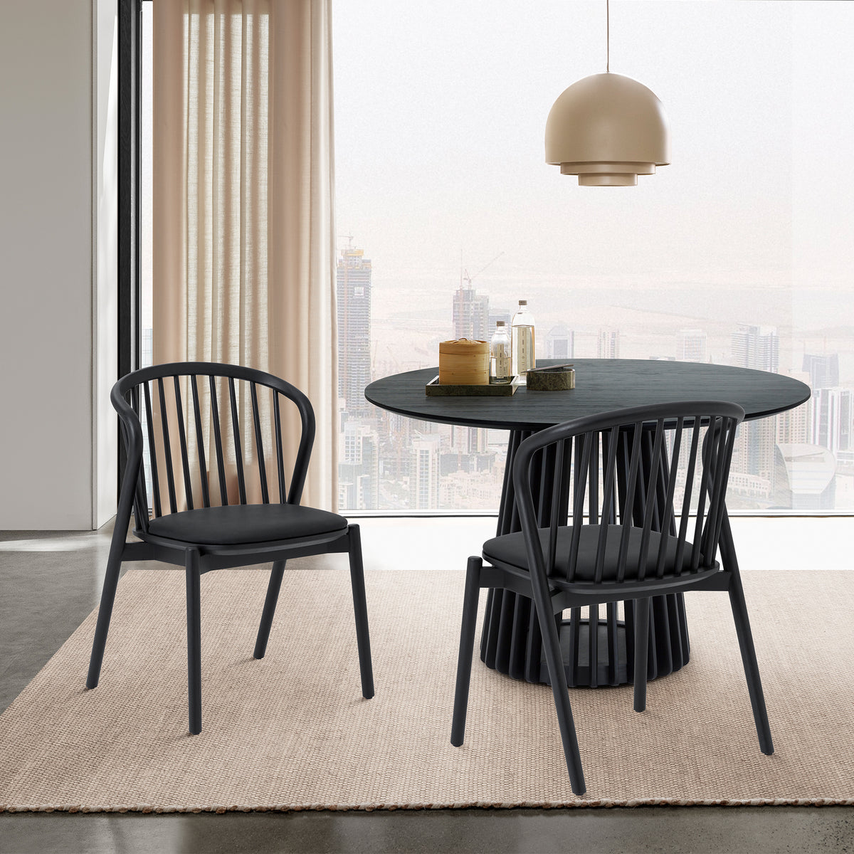 Echo Black Oak Wood and Faux Leather Dining Chairs - Set of 2 By Armen Living | Dining Chairs | Modishstore
