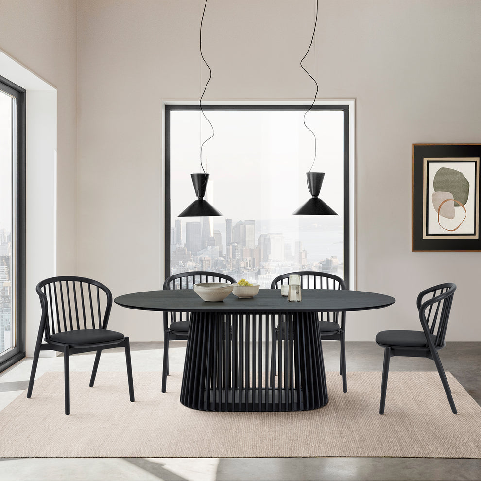 Echo Black Oak Wood and Faux Leather Dining Chairs - Set of 2 By Armen Living | Dining Chairs | Modishstore - 2