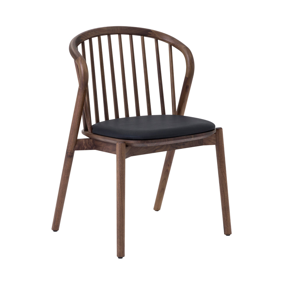 Echo Walnut Wood and Black Faux Leather Dining Chairs - Set of 2 By Armen Living | Dining Chairs | Modishstore - 4