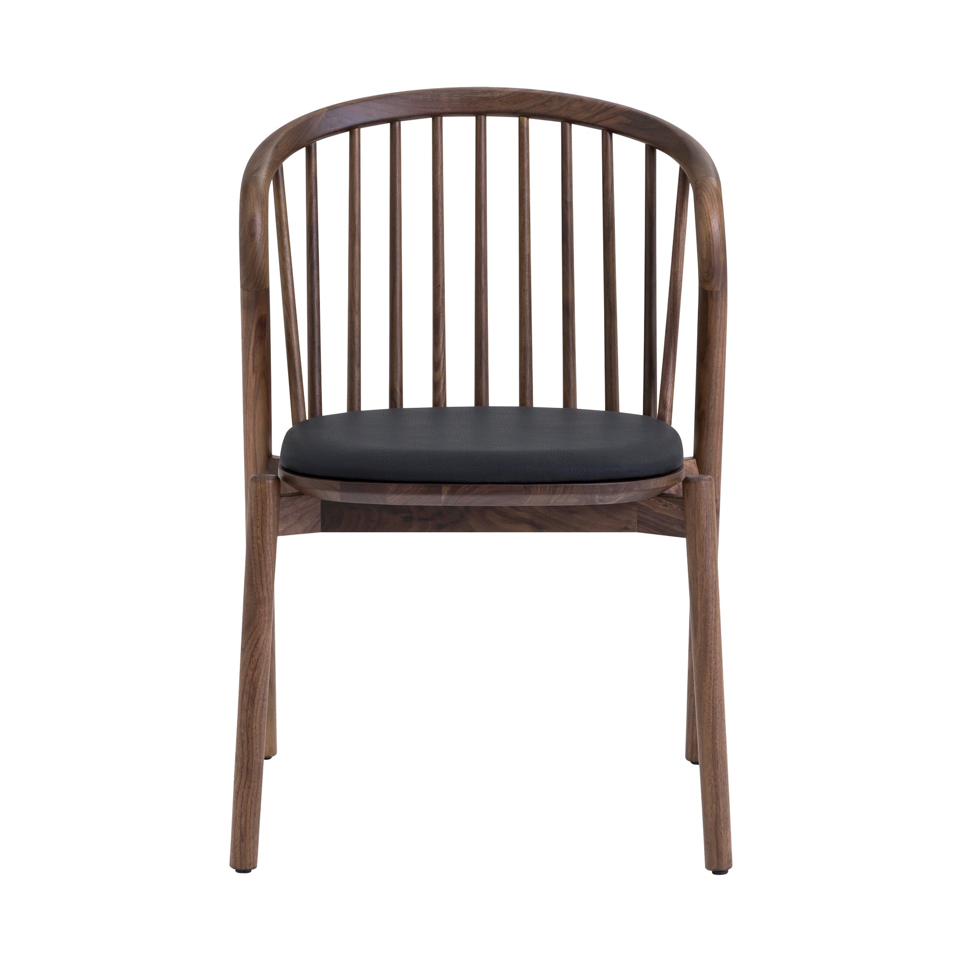 Echo Walnut Wood and Black Faux Leather Dining Chairs - Set of 2 By Armen Living | Dining Chairs | Modishstore - 5