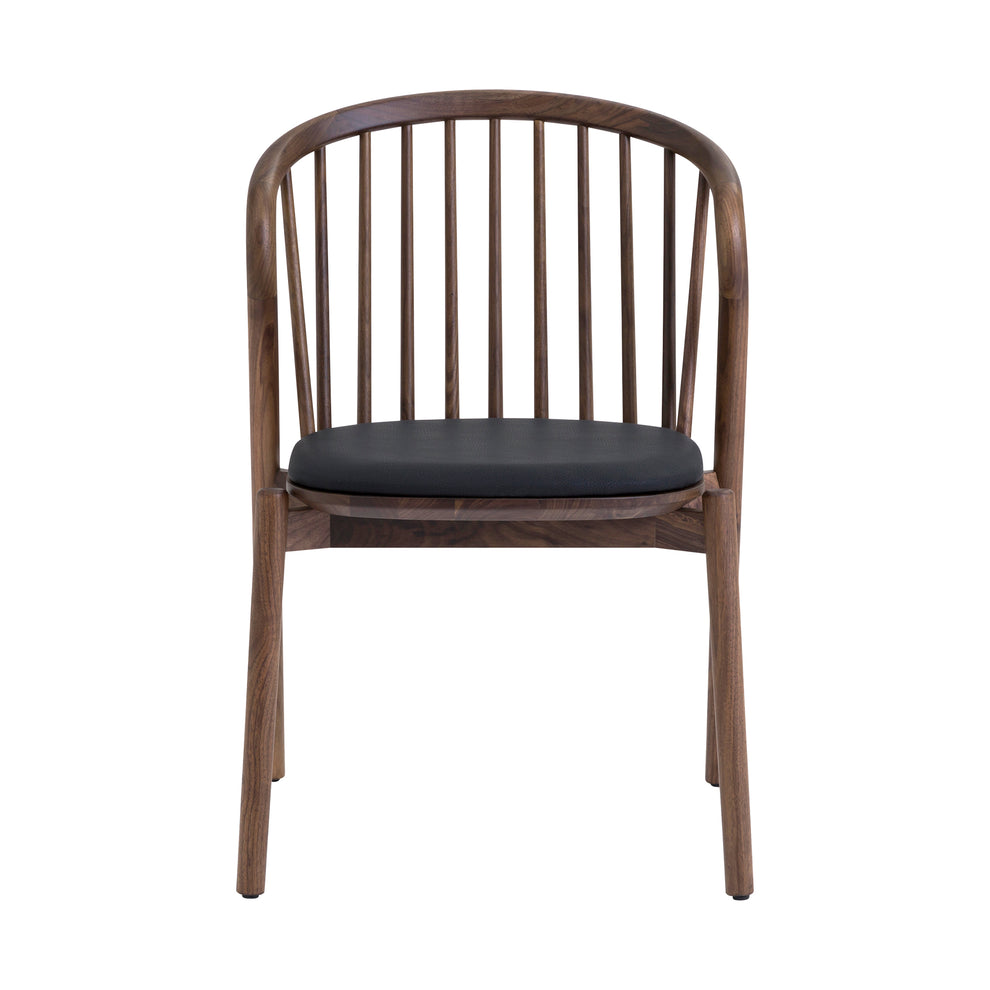 Echo Walnut Wood and Black Faux Leather Dining Chairs - Set of 2 By Armen Living | Dining Chairs | Modishstore - 5