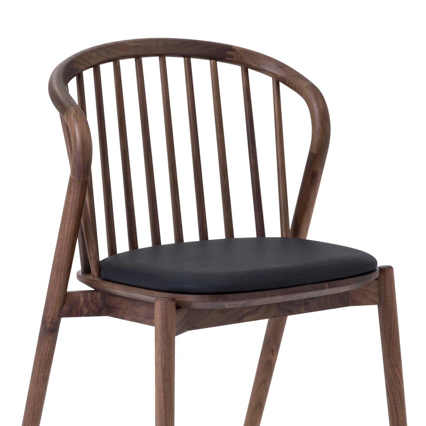 Echo Walnut Wood and Black Faux Leather Dining Chairs - Set of 2 By Armen Living | Dining Chairs | Modishstore - 8