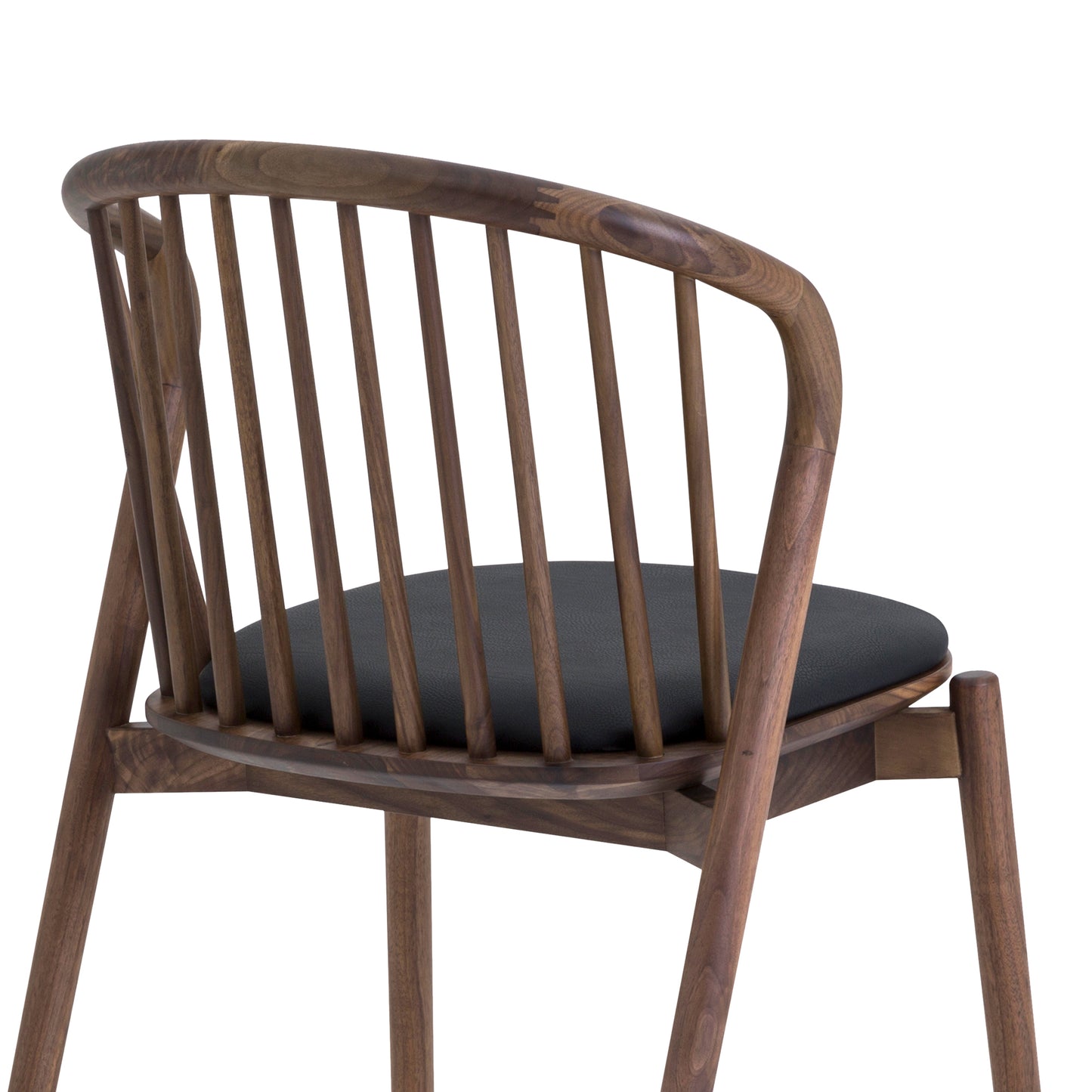 Echo Walnut Wood and Black Faux Leather Dining Chairs - Set of 2 By Armen Living | Dining Chairs | Modishstore - 12