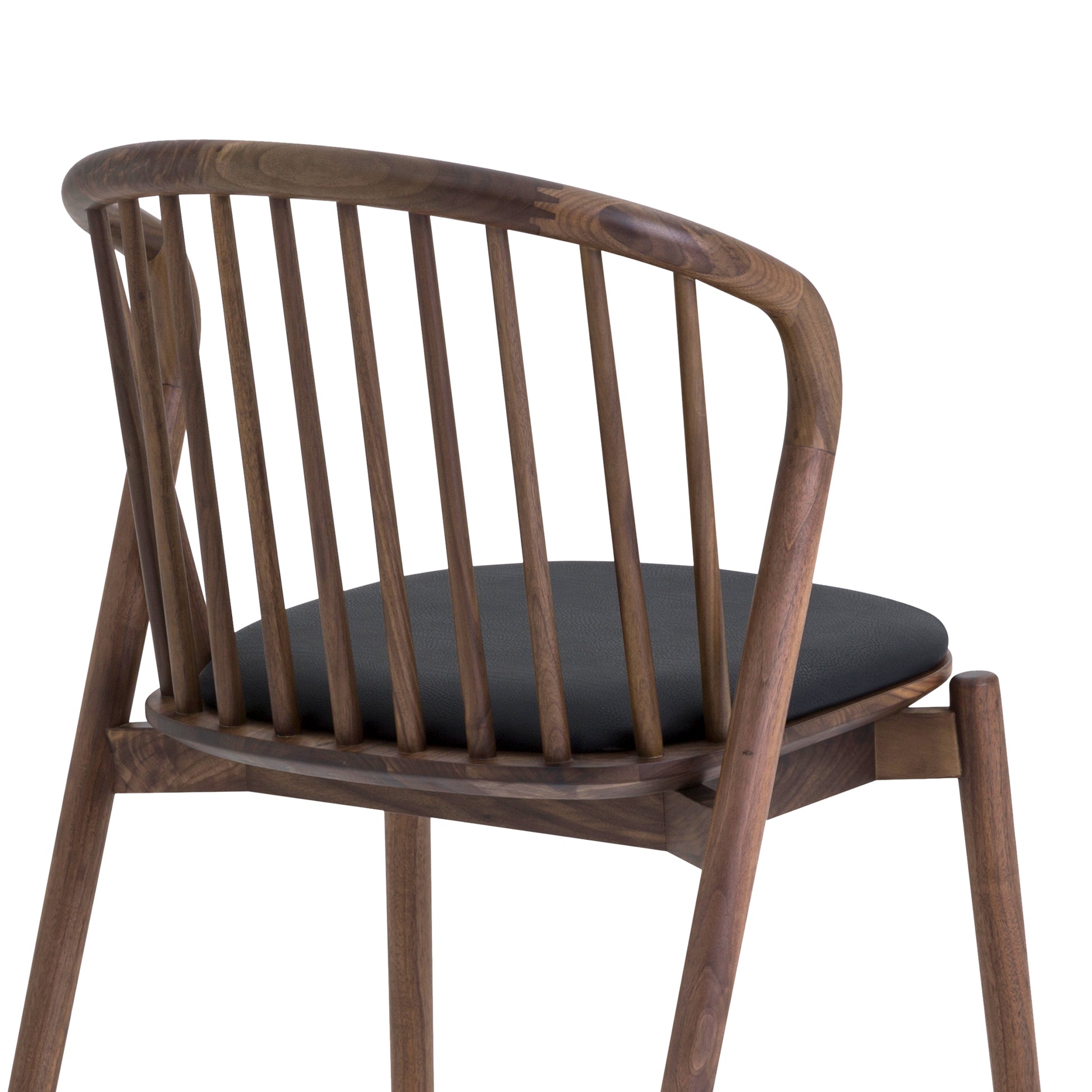 Echo Walnut Wood and Black Faux Leather Dining Chairs - Set of 2 By Armen Living | Dining Chairs | Modishstore - 12