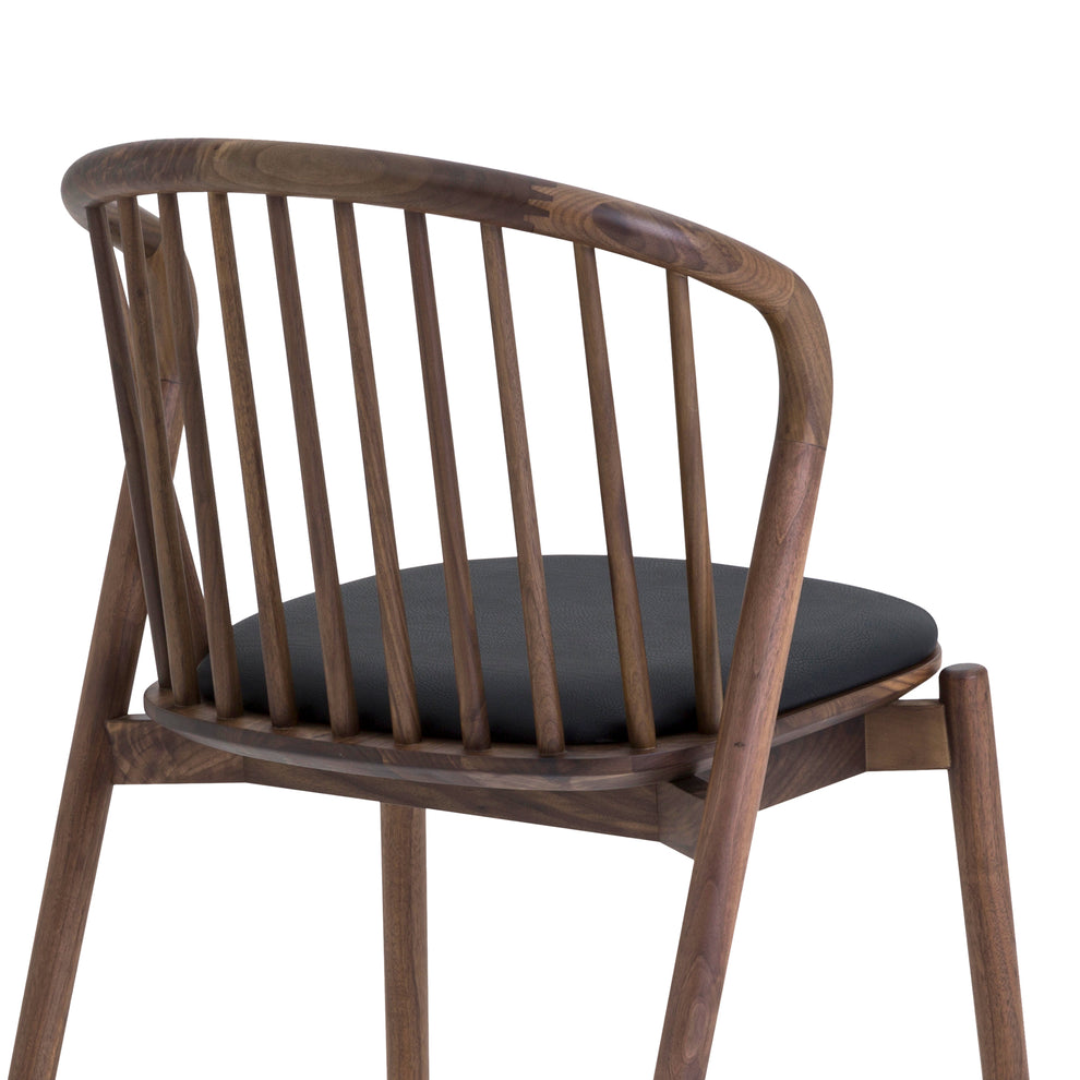Echo Walnut Wood and Black Faux Leather Dining Chairs - Set of 2 By Armen Living | Dining Chairs | Modishstore - 12