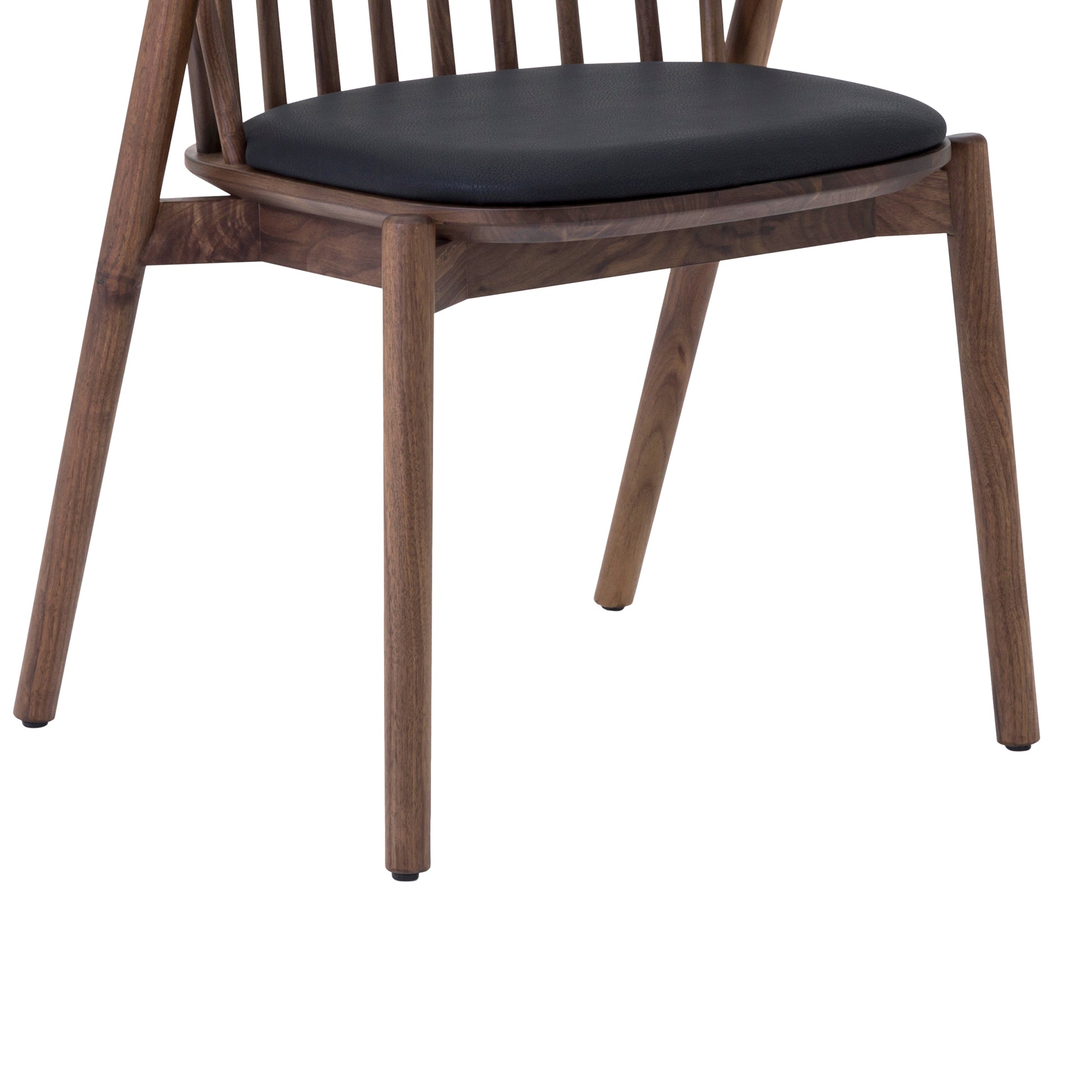 Echo Walnut Wood and Black Faux Leather Dining Chairs - Set of 2 By Armen Living | Dining Chairs | Modishstore - 9