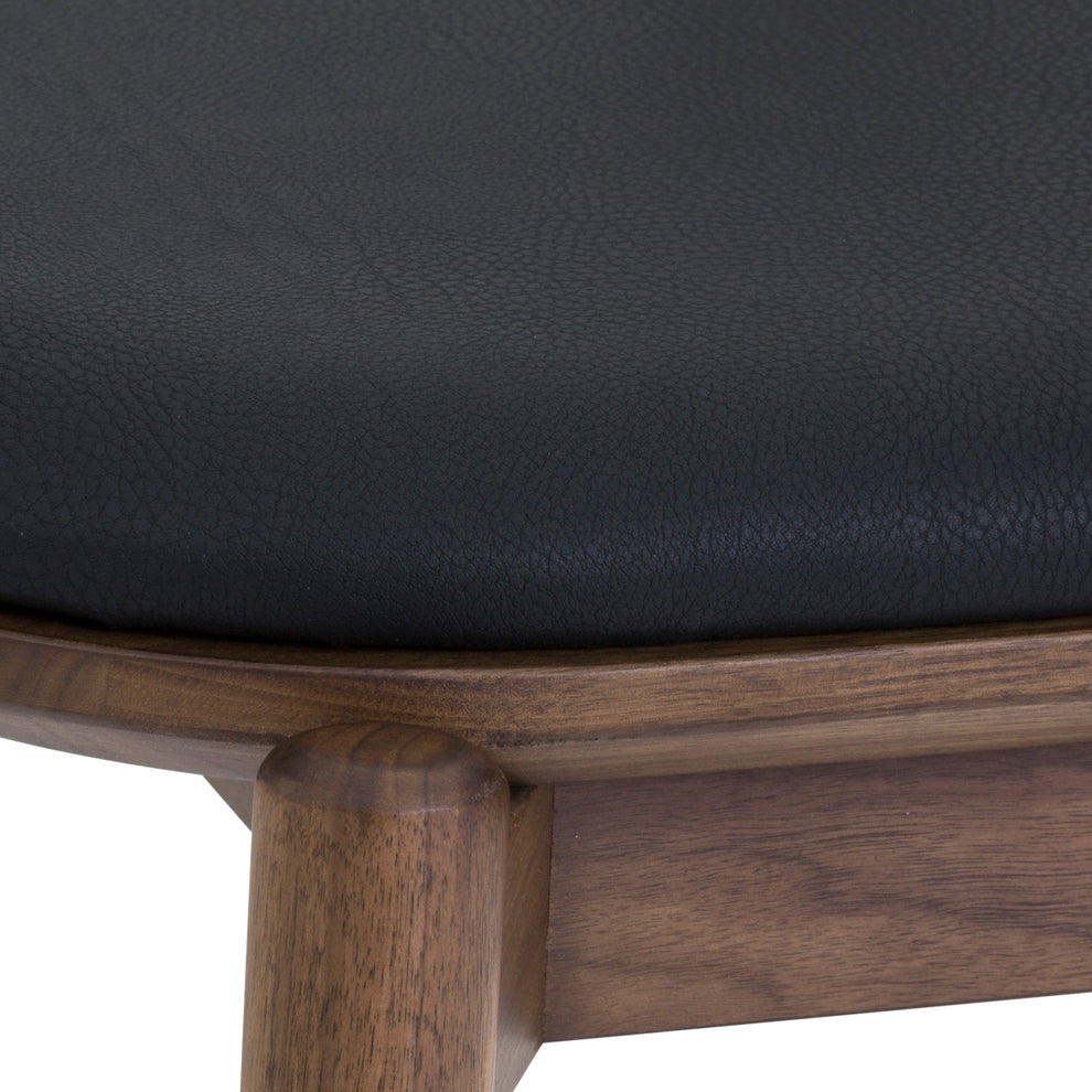 Echo Walnut Wood and Black Faux Leather Dining Chairs - Set of 2 By Armen Living | Dining Chairs | Modishstore - 10