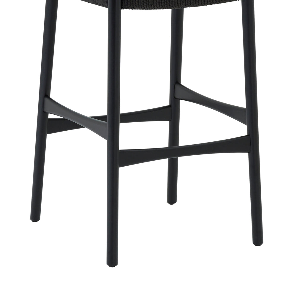 Erie Black Woven Paper Cord and Wood Counter Stool By Armen Living | Bar Stools | Modishstore - 11