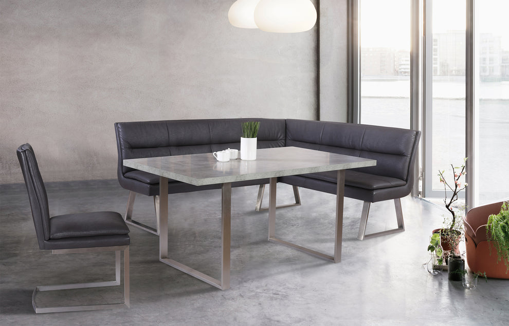 Fenton Dining Table with Cement Gray Laminate Top and Brushed Stainless Steel Base By Armen Living | Dining Tables | Modishstore - 2