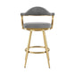Justin 30" Swivel Bar Stool with Gold Brushed Stainless Steel and Anchor Gray Fabric By Armen Living | Bar Stools | Modishstore - 3