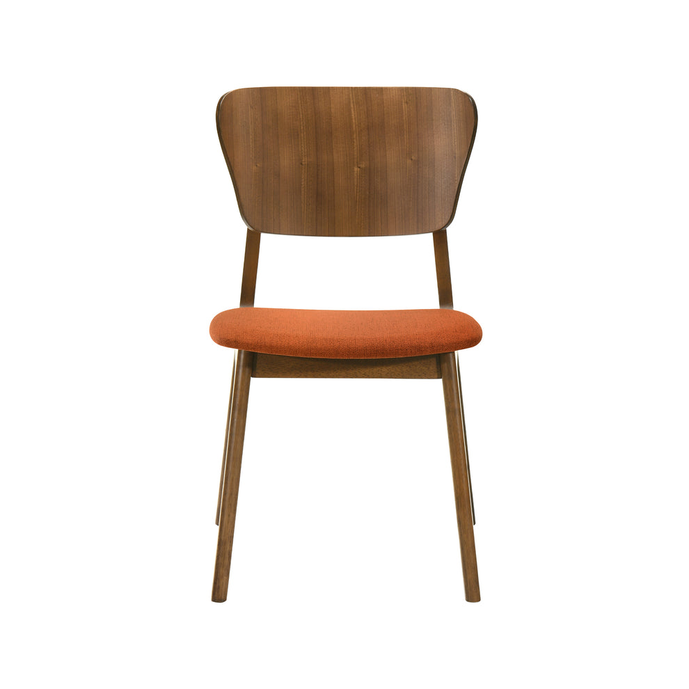 Kalia Wood Dining Chair in Walnut Finish with Orange Fabric - Set of 2 By Armen Living | Dining Chairs | Modishstore - 5