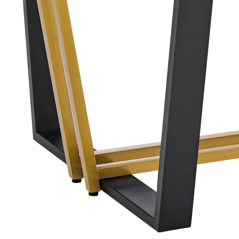 Kai 72" Rectangular Dining Table in Black Iron and Brushed Stainless Steel Base with Glass Tabletop By Armen Living | Dining Tables | Modishstore - 17