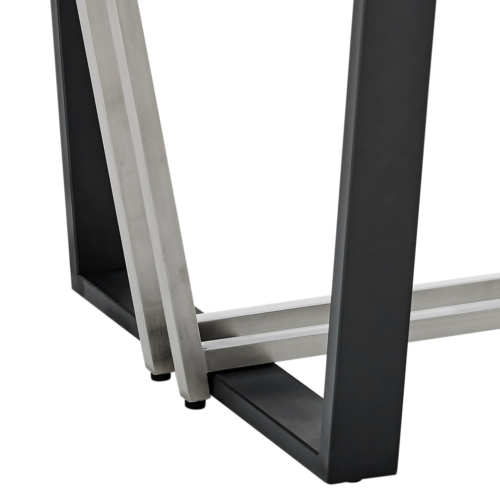 Kai 72" Rectangular Dining Table in Black Iron and Brushed Stainless Steel Base with Glass Tabletop By Armen Living | Dining Tables | Modishstore - 8