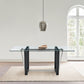 Kai 72" Rectangular Dining Table in Black Iron and Brushed Stainless Steel Base with Glass Tabletop By Armen Living | Dining Tables | Modishstore