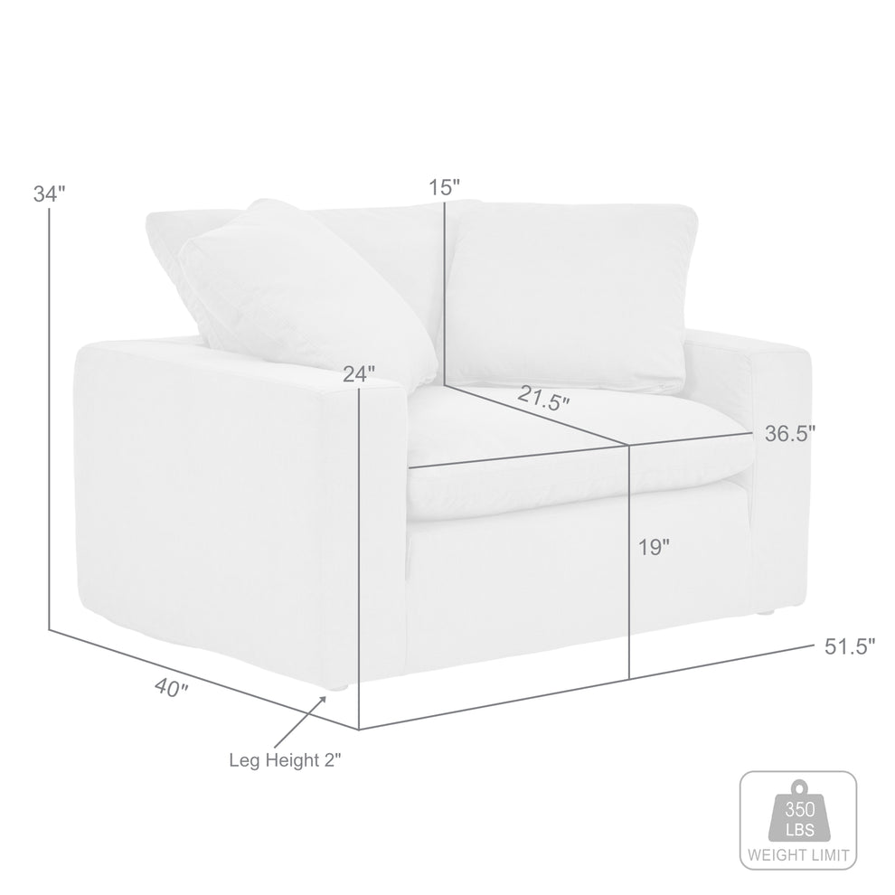 Liberty 51.5" Upholstered Chair and a Half in Slate Gray By Armen Living | Accent Chairs | Modishstore - 24