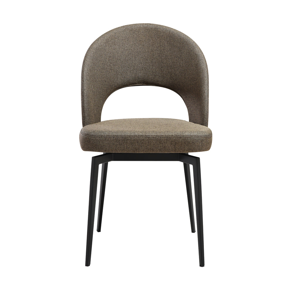 Lucia Swivel Upholstered Dining Chair in Gray Fabric with Black Metal Legs - Set of 2 By Armen Living | Dining Chairs | Modishstore - 16