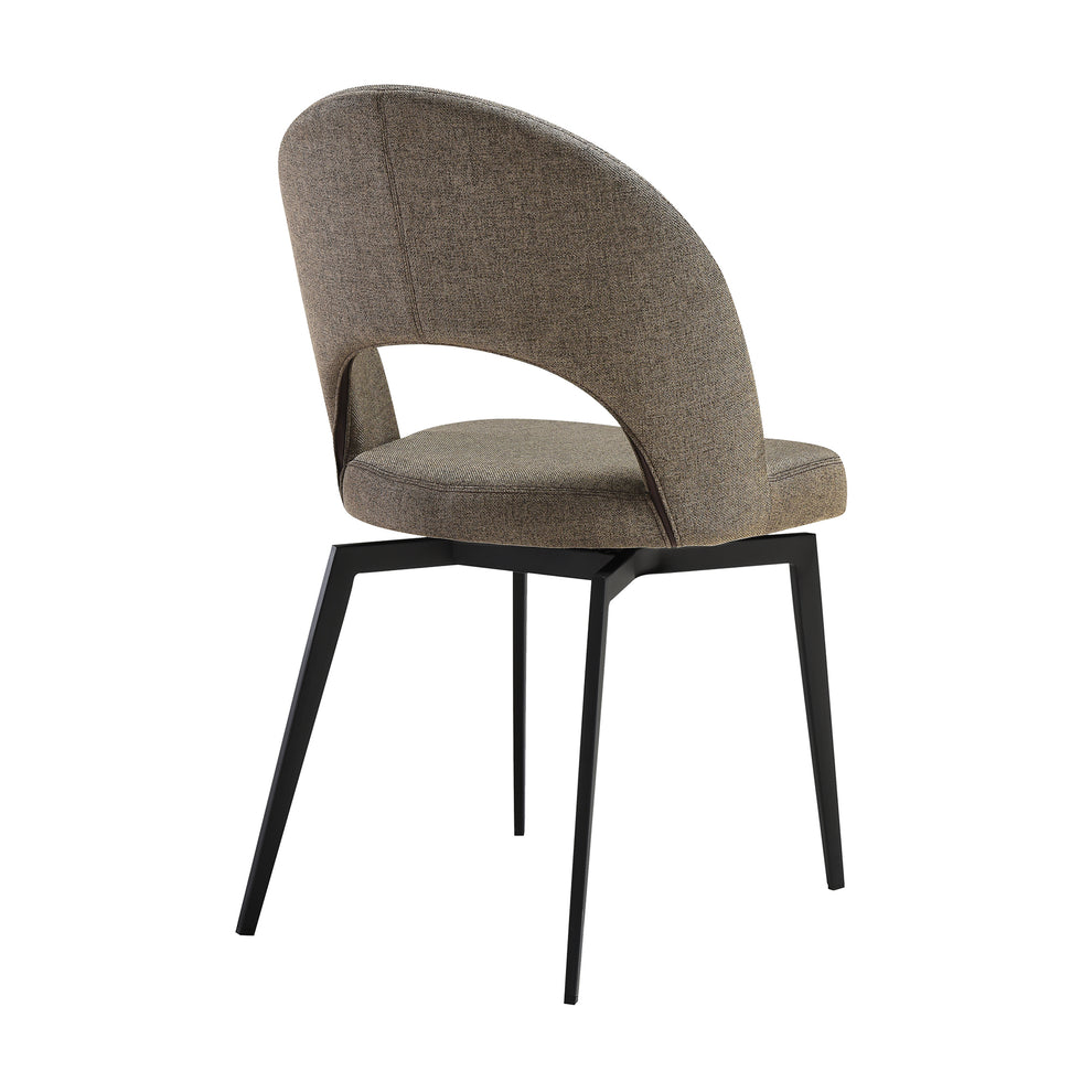 Lucia Swivel Upholstered Dining Chair in Gray Fabric with Black Metal Legs - Set of 2 By Armen Living | Dining Chairs | Modishstore - 17