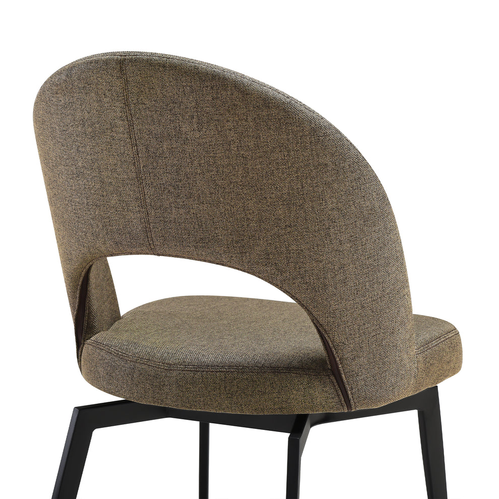 Lucia Swivel Upholstered Dining Chair in Gray Fabric with Black Metal Legs - Set of 2 By Armen Living | Dining Chairs | Modishstore - 19