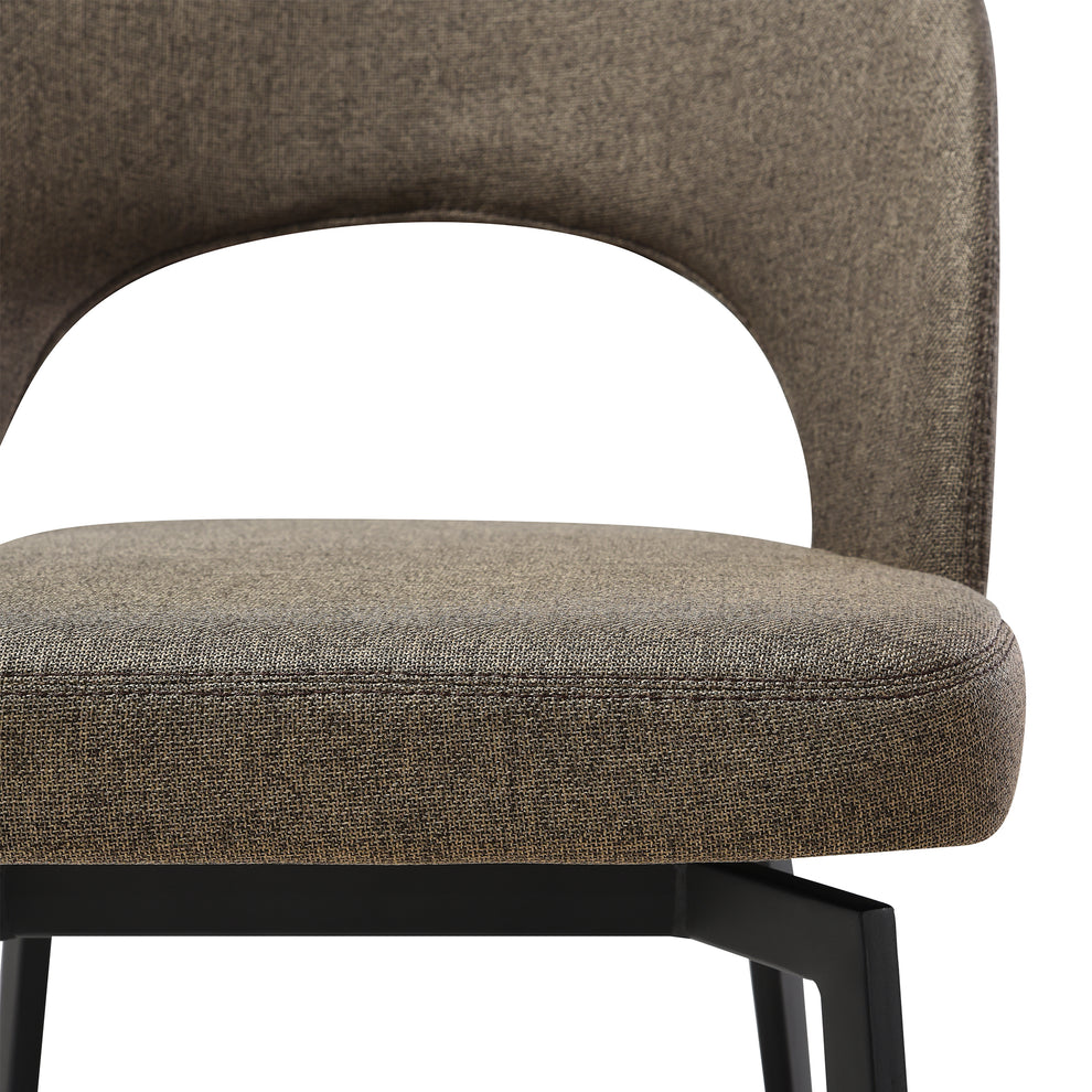 Lucia Swivel Upholstered Dining Chair in Gray Fabric with Black Metal Legs - Set of 2 By Armen Living | Dining Chairs | Modishstore - 22