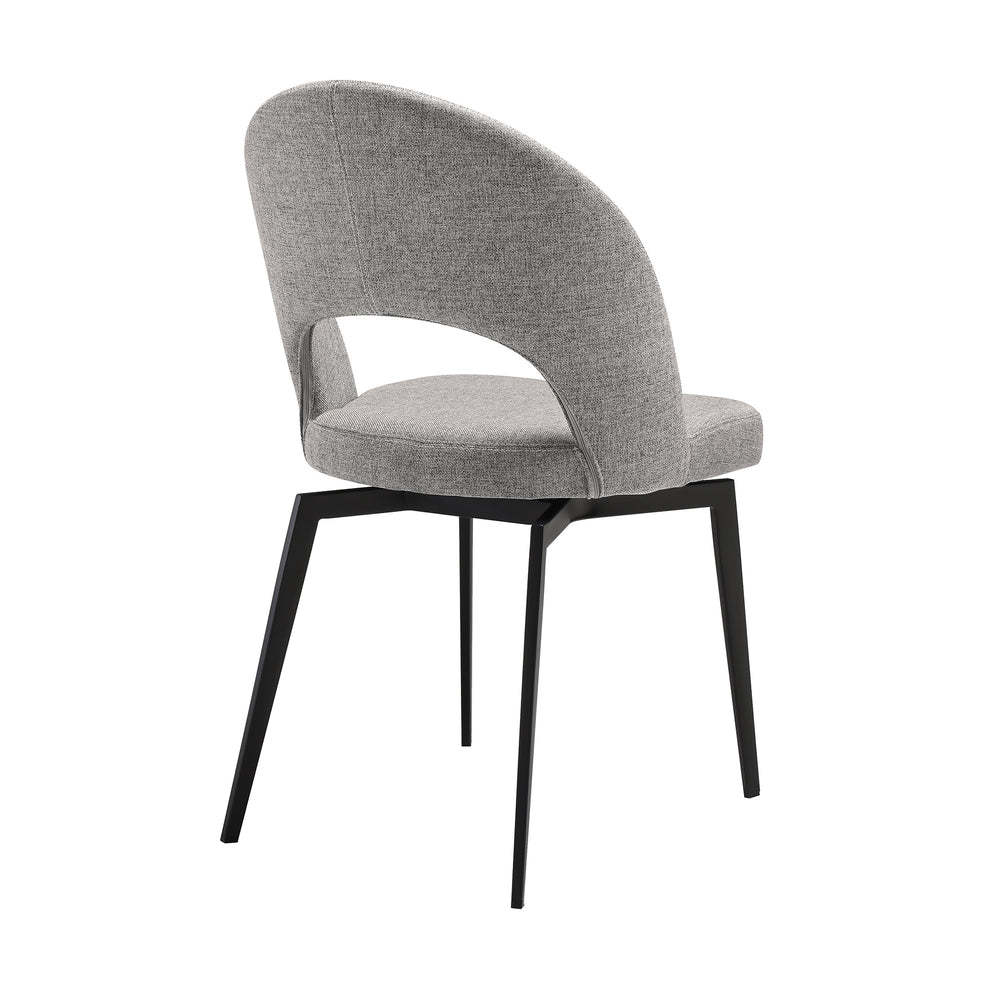 Lucia Swivel Upholstered Dining Chair in Gray Fabric with Black Metal Legs - Set of 2 By Armen Living | Dining Chairs | Modishstore - 6