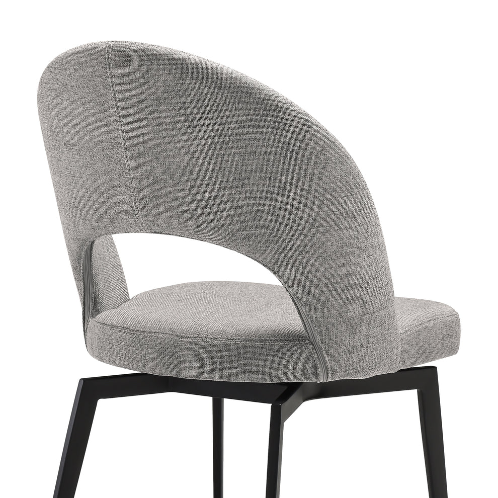 Lucia Swivel Upholstered Dining Chair in Gray Fabric with Black Metal Legs - Set of 2 By Armen Living | Dining Chairs | Modishstore - 8