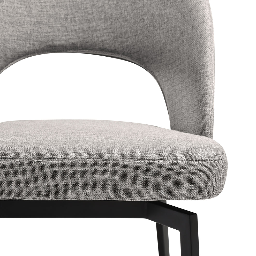 Lucia Swivel Upholstered Dining Chair in Gray Fabric with Black Metal Legs - Set of 2 By Armen Living | Dining Chairs | Modishstore - 11