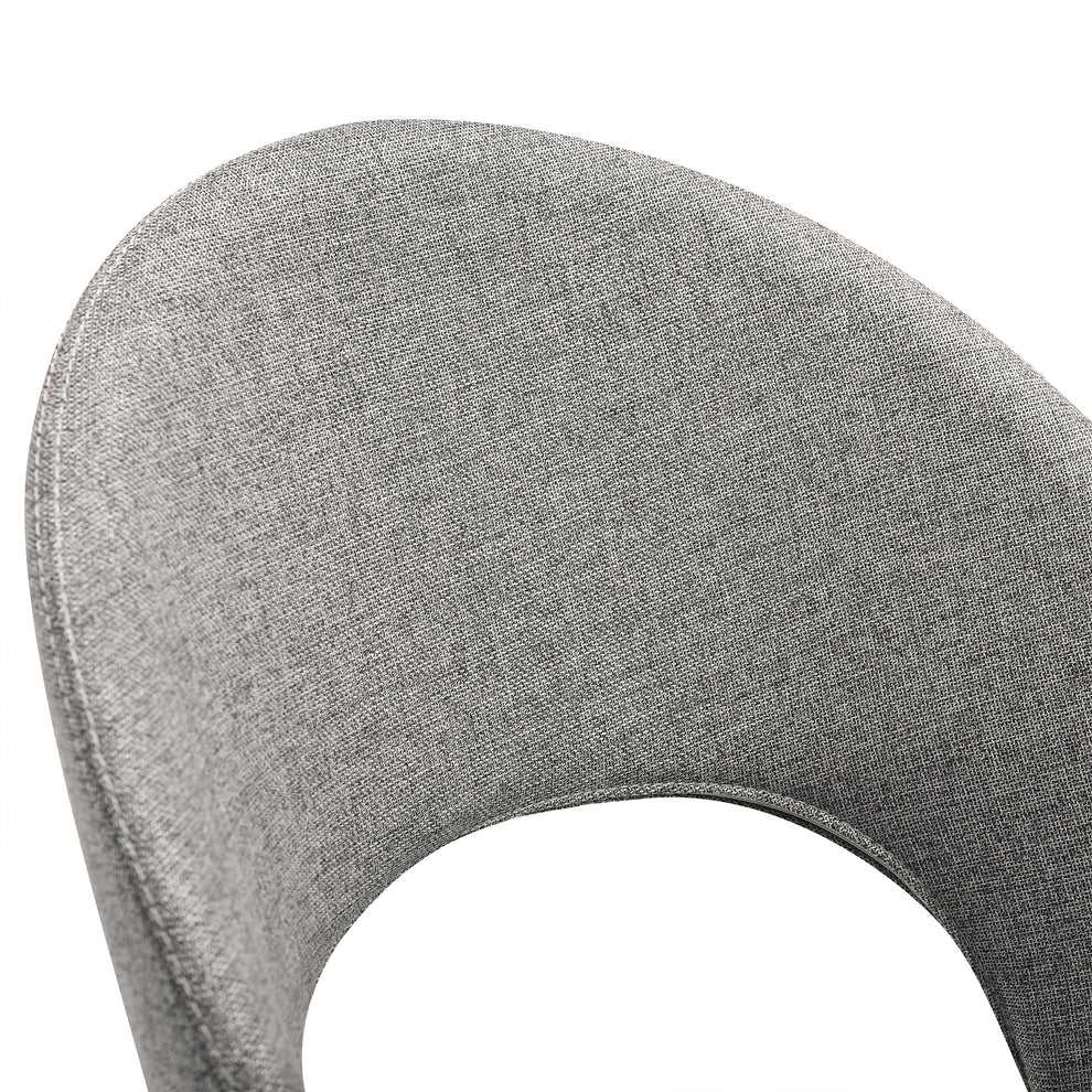 Lucia Swivel Upholstered Dining Chair in Gray Fabric with Black Metal Legs - Set of 2 By Armen Living | Dining Chairs | Modishstore - 9