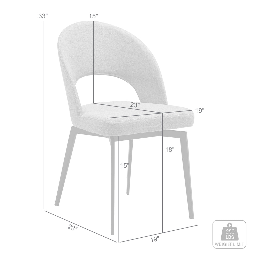 Lucia Swivel Upholstered Dining Chair in Gray Fabric with Black Metal Legs - Set of 2 By Armen Living | Dining Chairs | Modishstore - 10