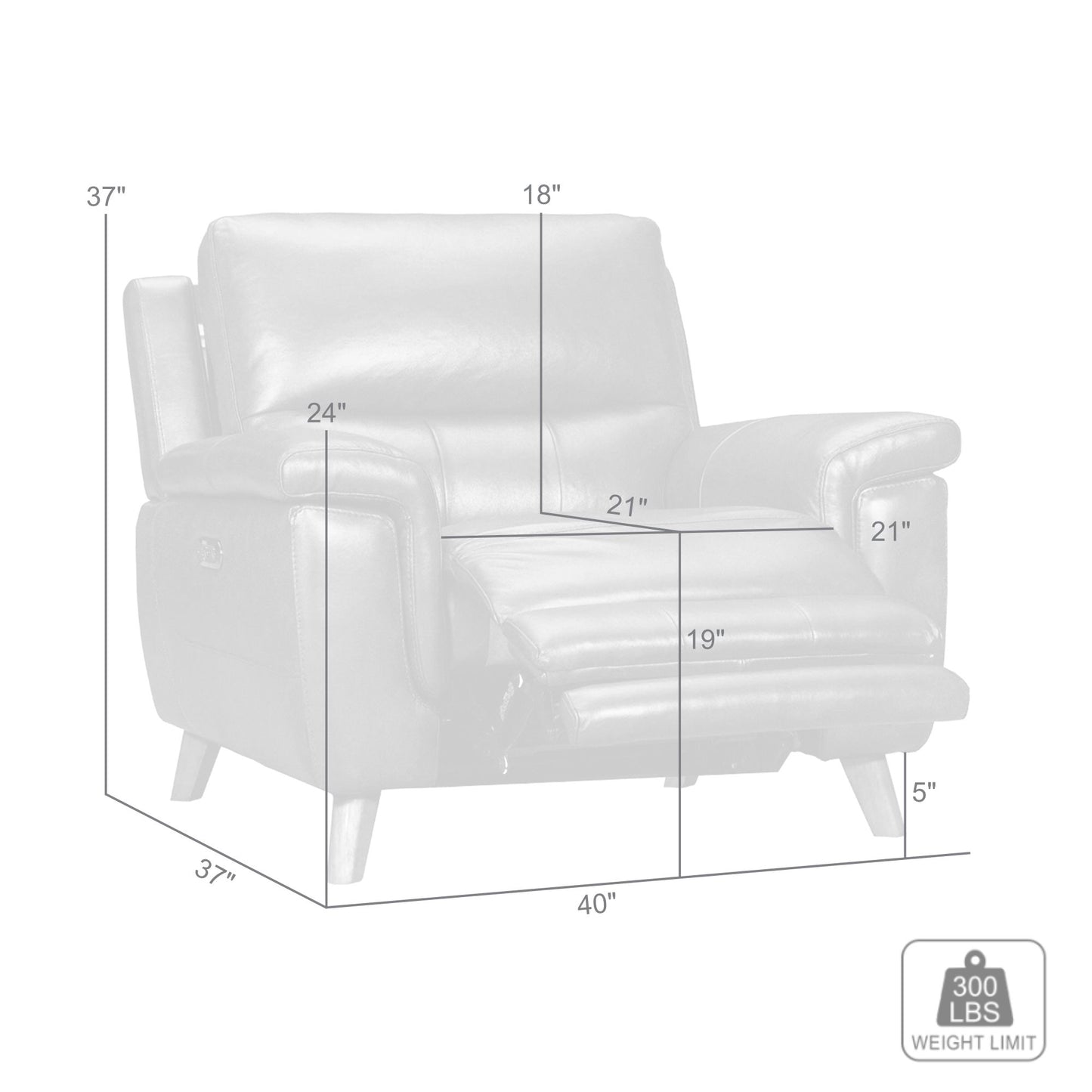 Lizette Brown Leather Power Recliner with USB By Armen Living | Recliners | Modishstore - 9