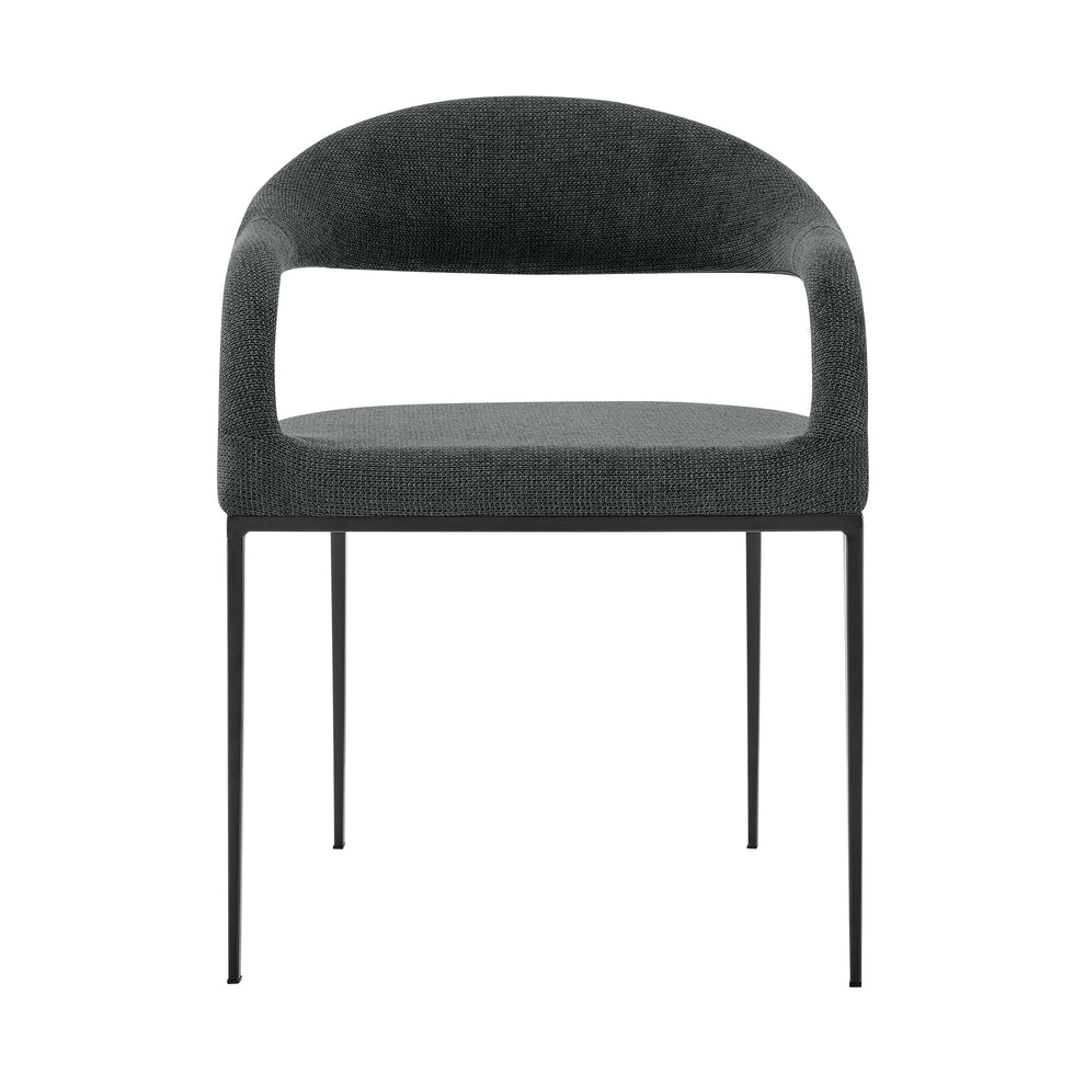 Morgan Upholstered Dining Chair with Matte Black Iron and Light Gray Fabric - Set of 2 By Armen Living | Dining Chairs | Modishstore - 17