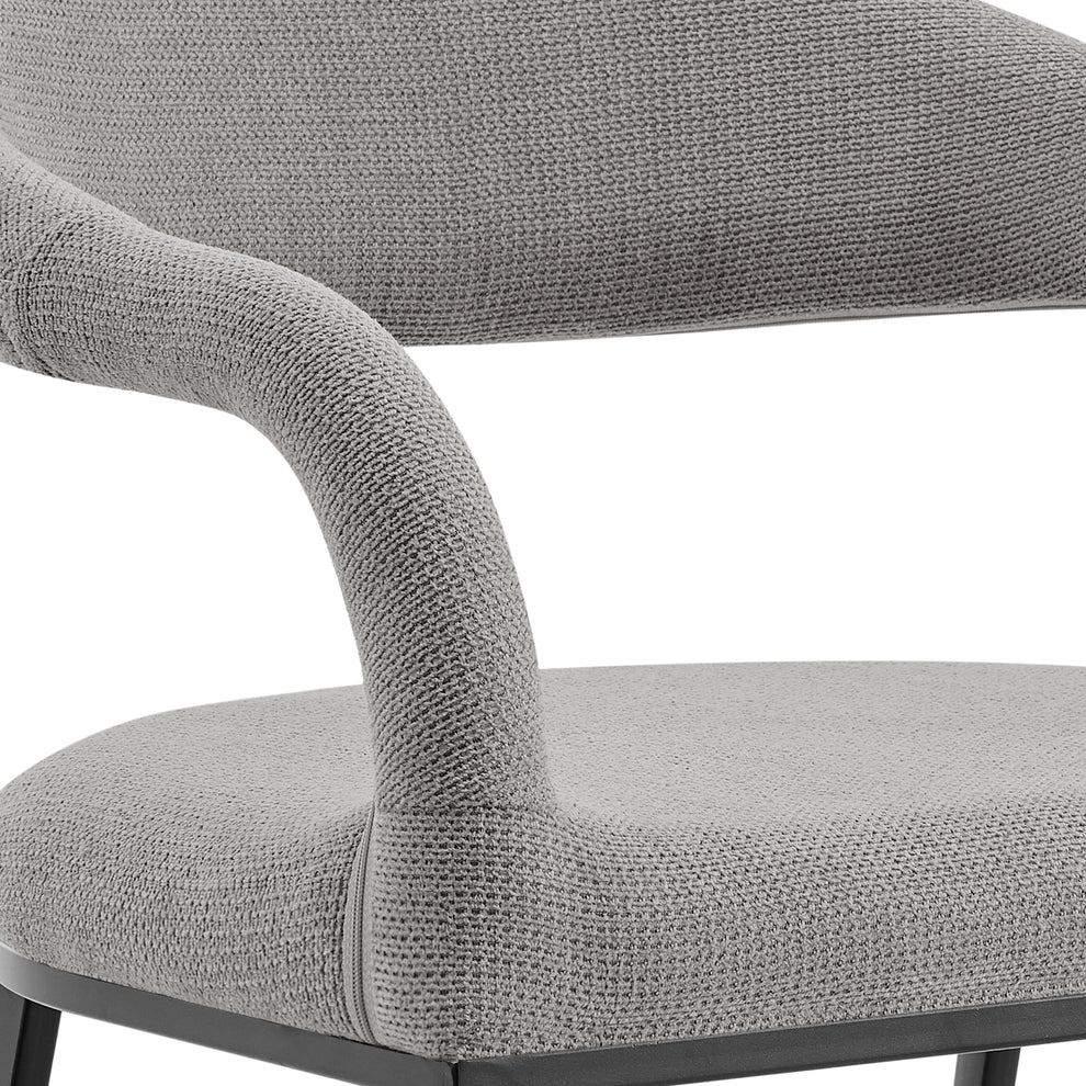 Morgan Upholstered Dining Chair with Matte Black Iron and Light Gray Fabric - Set of 2 By Armen Living | Dining Chairs | Modishstore - 12