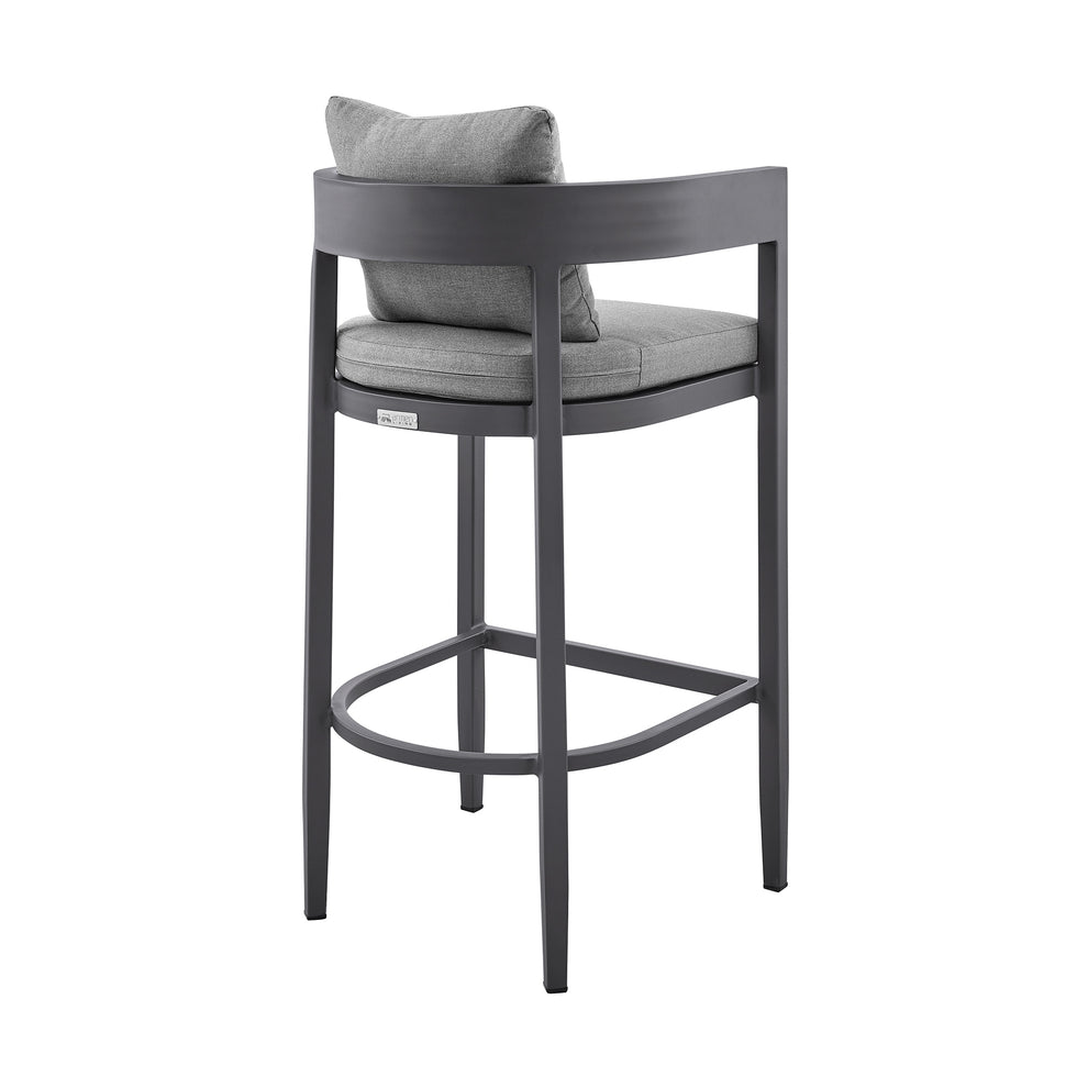 Menorca Outdoor Patio Counter Height Bar Stool in Aluminum with Gray Cushions By Armen Living | Bar Stools | Modishstore - 6