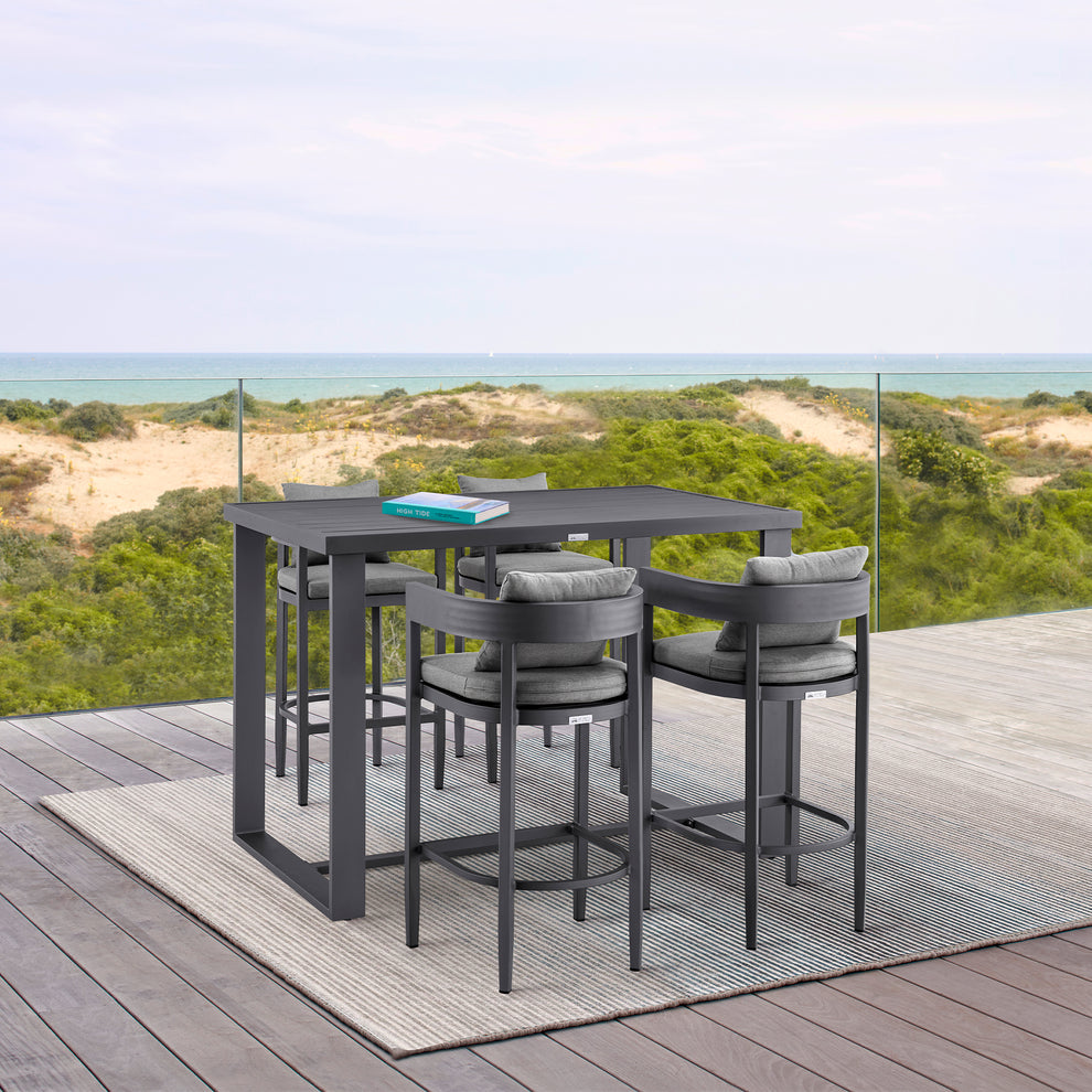 Menorca Outdoor Patio Bar Height Dining Table in Aluminum By Armen Living | Outdoor Tables | Modishstore - 2