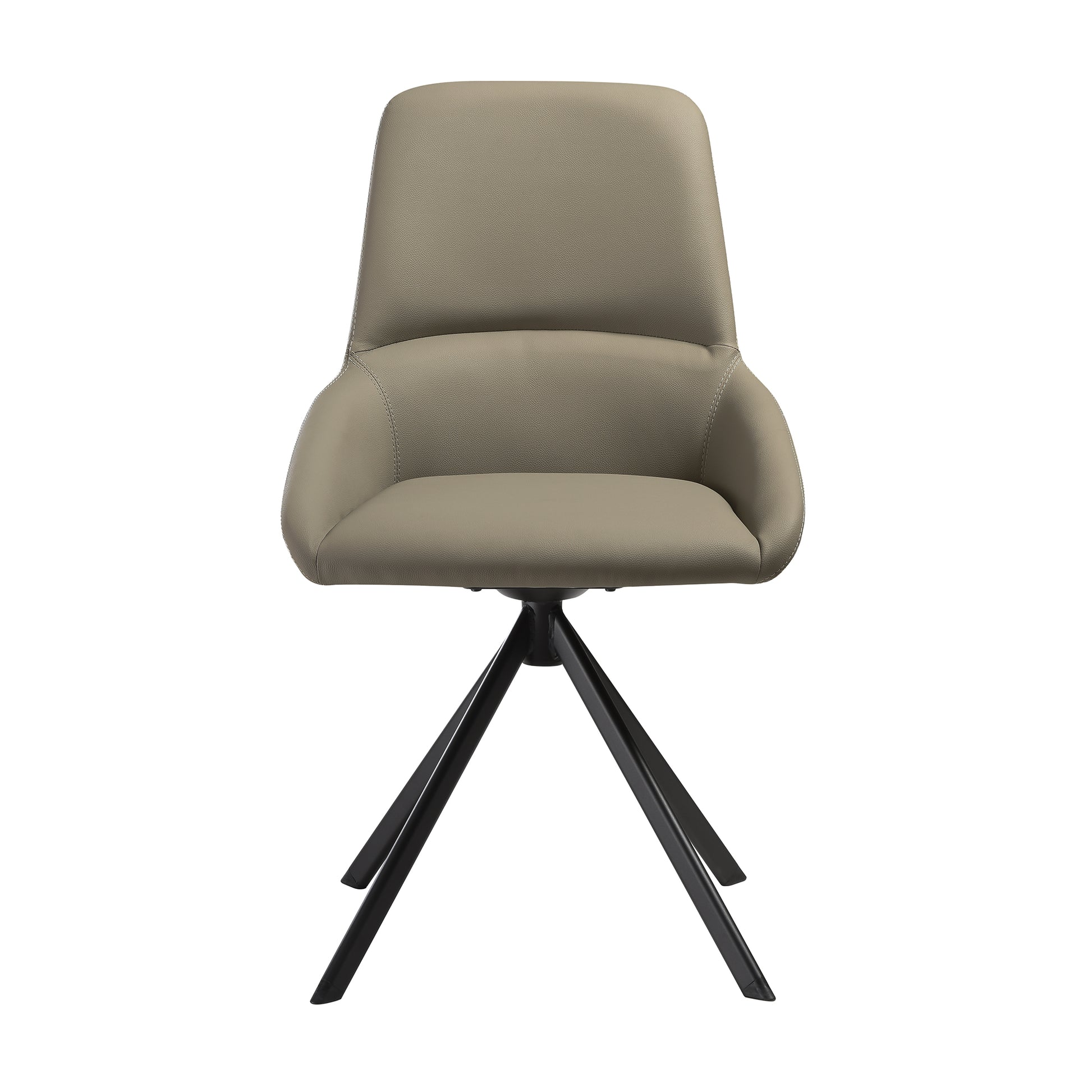 Maverick Swivel Upholstered Dining Chair in Taupe Gray Faux Leather with Black Metal Legs - Set of 2 By Armen Living | Dining Chairs | Modishstore - 5