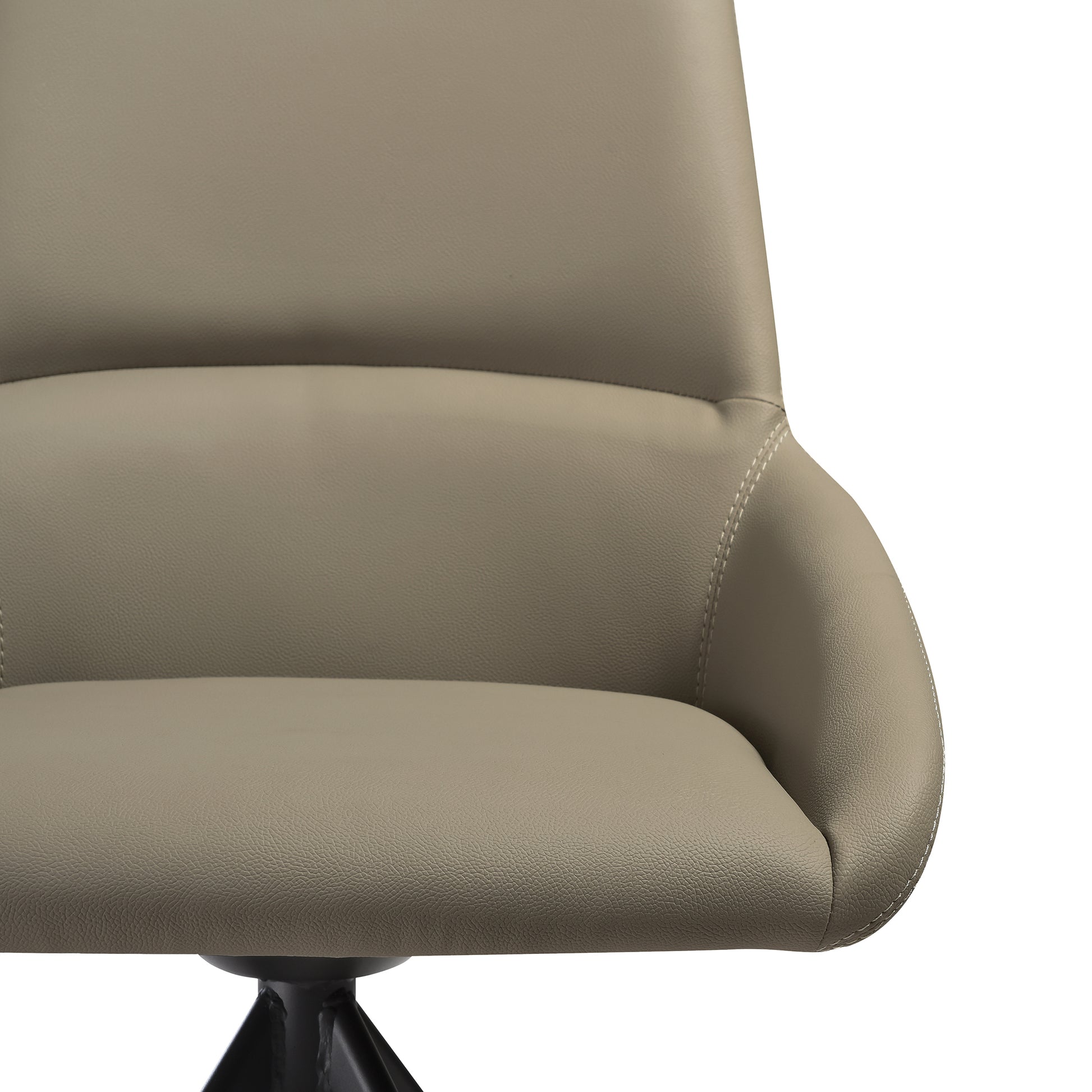 Maverick Swivel Upholstered Dining Chair in Taupe Gray Faux Leather with Black Metal Legs - Set of 2 By Armen Living | Dining Chairs | Modishstore - 9