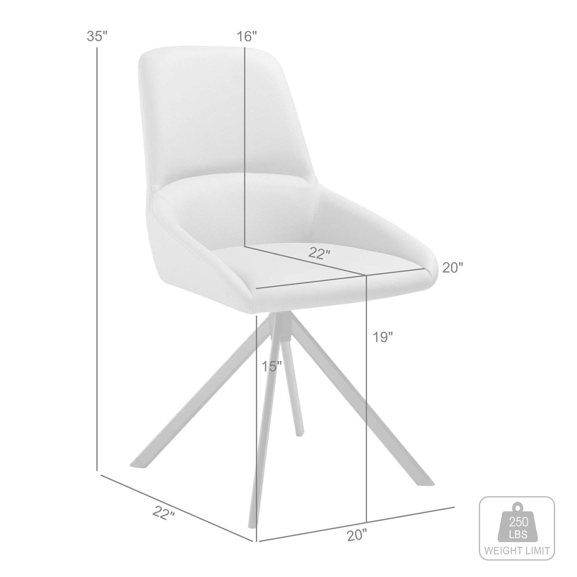 Maverick Swivel Upholstered Dining Chair in Taupe Gray Faux Leather with Black Metal Legs - Set of 2 By Armen Living | Dining Chairs | Modishstore - 11