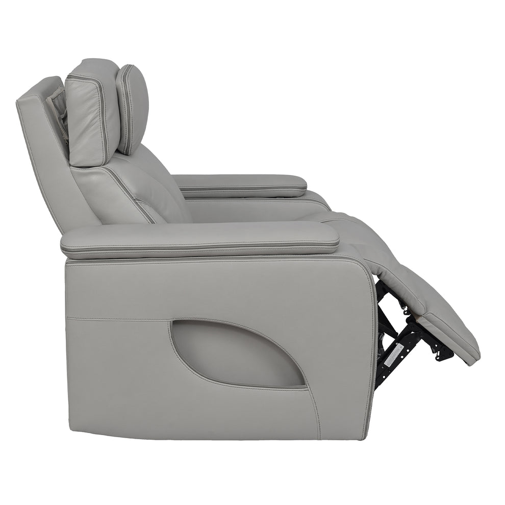 Octavia Zero Gravity Power Recliner with Heat and Massage in Silver and Gray Leather By Armen Living | Recliners | Modishstore - 8