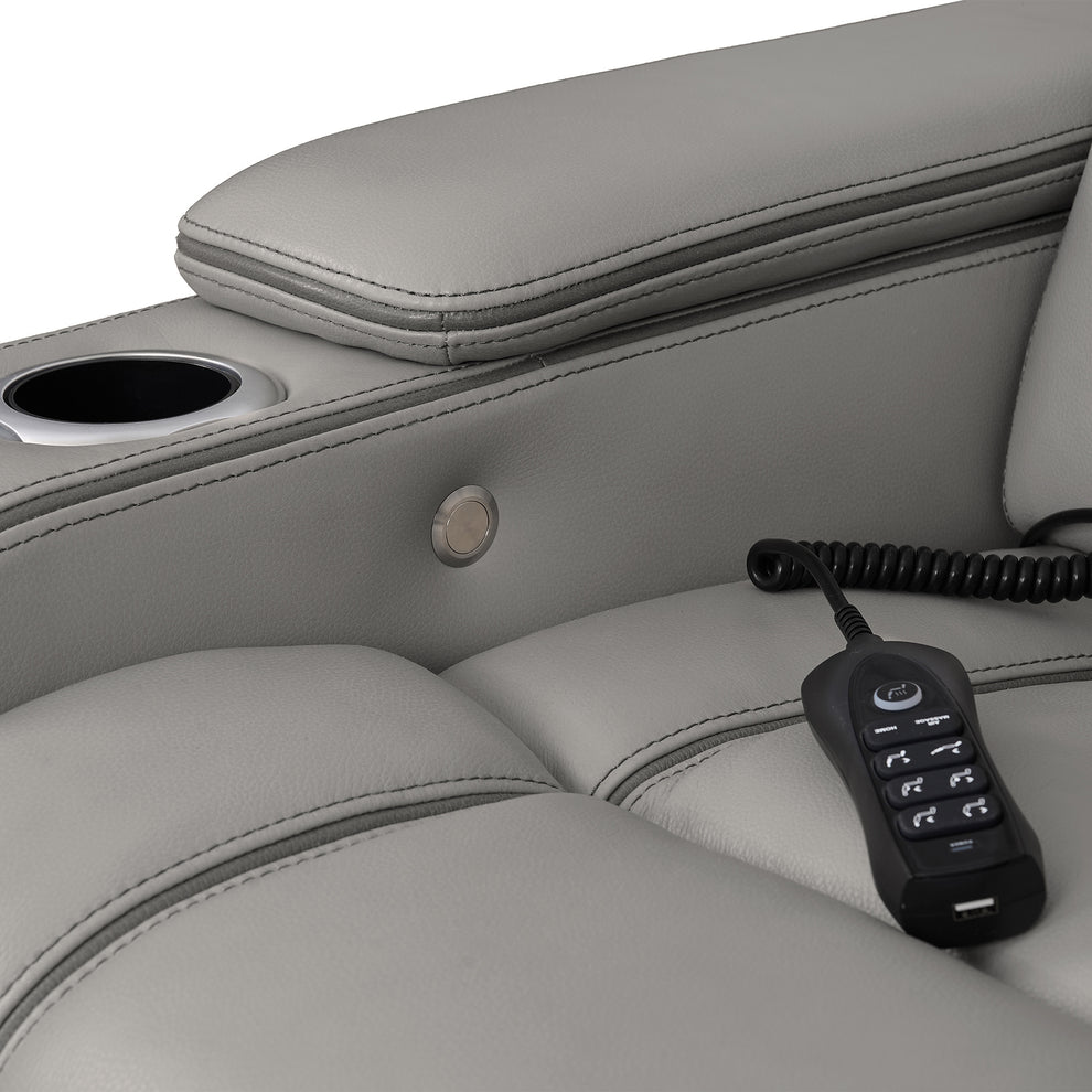 Octavia Zero Gravity Power Recliner with Heat and Massage in Silver and Gray Leather By Armen Living | Recliners | Modishstore - 9