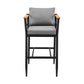 Orlando Outdoor Patio Counter Height Bar Stool in Aluminum and Teak with Gray Cushions By Armen Living | Bar Stools | Modishstore - 4