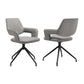 Penny Swivel Upholstered Dining Chair in Gray Fabric with Black Metal Legs - Set of 2 By Armen Living | Dining Chairs | Modishstore - 3