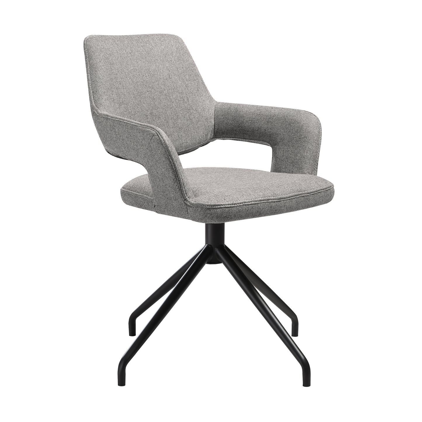 Penny Swivel Upholstered Dining Chair in Gray Fabric with Black Metal Legs - Set of 2 By Armen Living | Dining Chairs | Modishstore - 4
