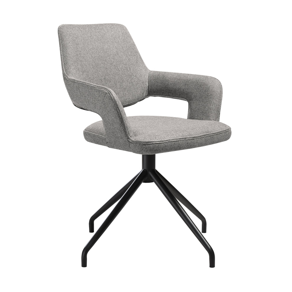 Penny Swivel Upholstered Dining Chair in Gray Fabric with Black Metal Legs - Set of 2 By Armen Living | Dining Chairs | Modishstore - 4